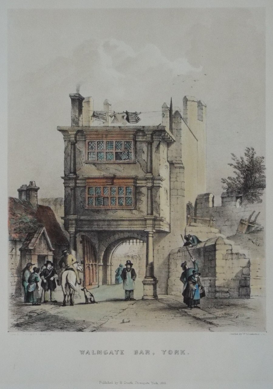 Lithograph - Walmgate Bar, York.